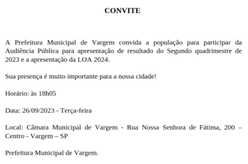 Audiência Pública Metas Fiscais 2º Quadrimestre 2023 e Apresentação da LOA 2024