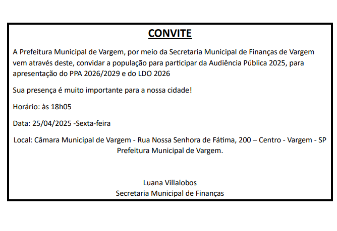 Audiência Pública PPA 2026/2029 e do LDO 2026
